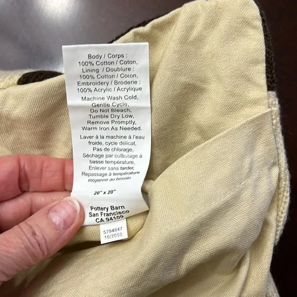 Pottery Barn Brown and Cream Pillow Cover 20